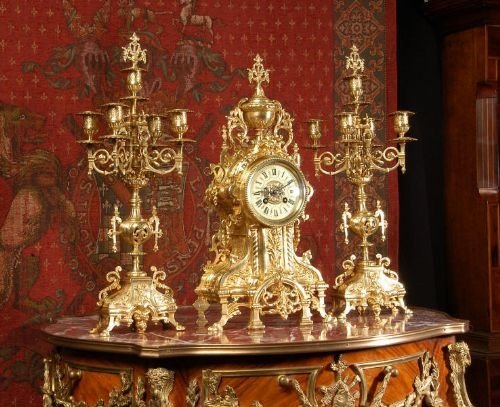 fig 1. Japy Freres Antique French Clock Set.