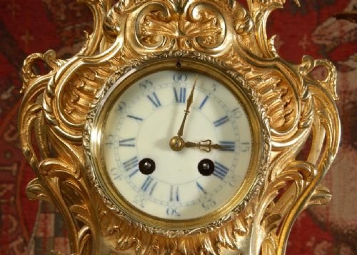 fig 3. Japy Freres Rococo Antique French Clock Set - Large and Superb.