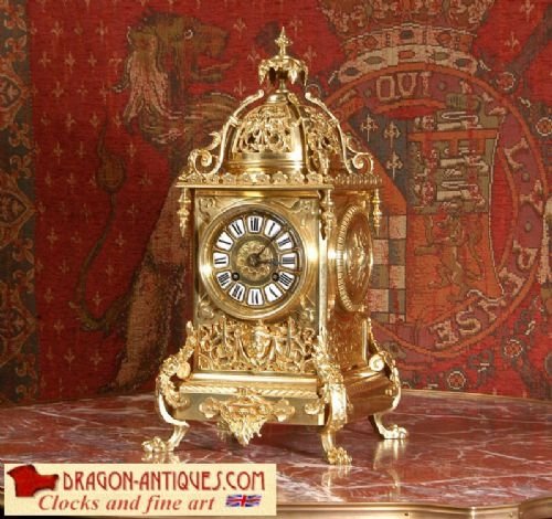 Antique French Gilt Brass Table Clock, French - Circa 1880.