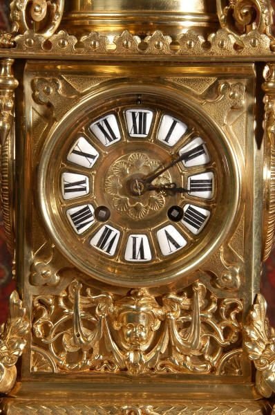 fig 3. Antique French Gilt Brass Table Clock, French - Circa 1880.