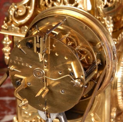 fig 4. Antique French Gilt Brass Table Clock, French - Circa 1880.