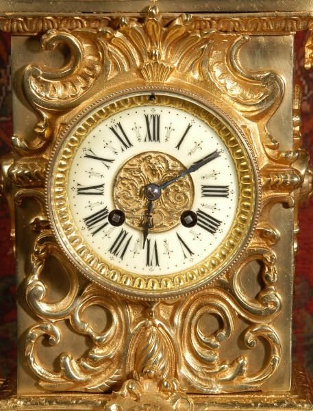 fig 2. Large Antique French Gilded Brass Gothic Clock
by A. D. Mougin