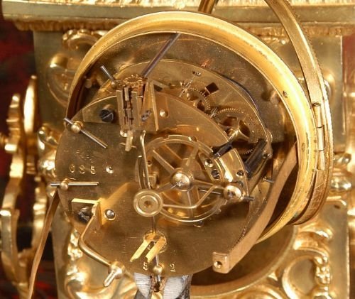 fig 4. Large Antique French Gilded Brass Gothic Clock
by A. D. Mougin