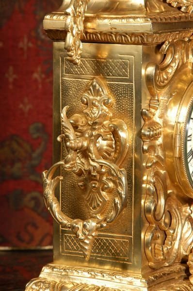 fig 3. Large Antique French Gilded Brass Gothic Clock
by A. D. Mougin