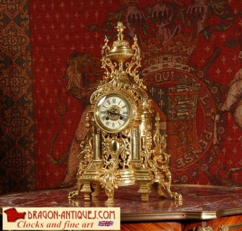Antique French Gilt Brass Boudoir Clock