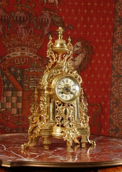 fig 1. Antique French Gilt Brass Boudoir Clock