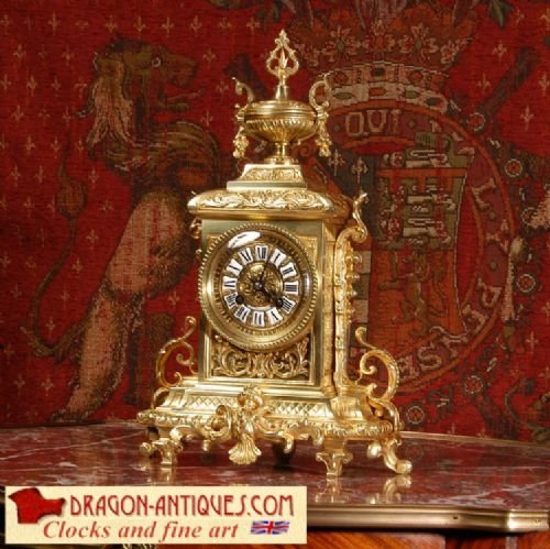 Antique French Gilt Brass Boudoir Clock