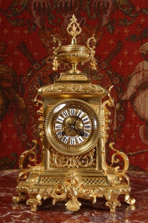 fig 1. Antique French Gilt Brass Boudoir Clock