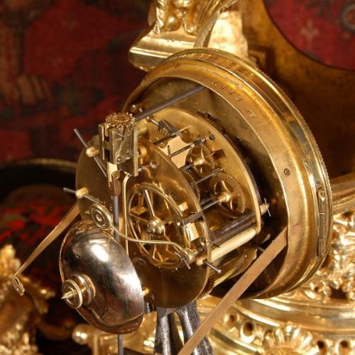 fig 4. Large and Stunning Antique French Gilt Brass Clock Set.