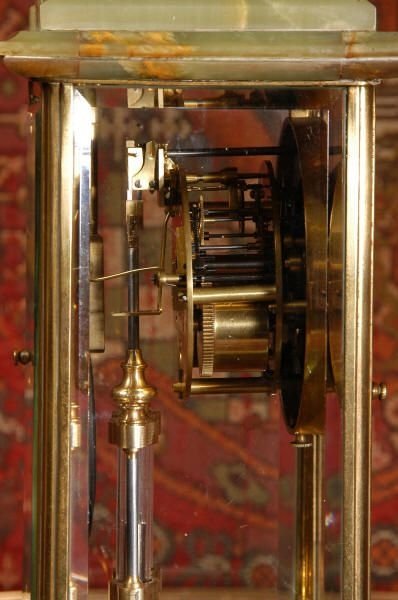 fig 3. Green Onyx and Ormolu Four Glass Table Clock by Samuel Marti, Antique French.