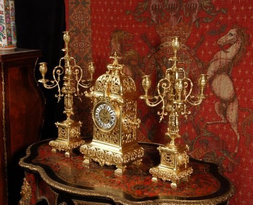 fig 1. Superb Antique French Clock Set
by Japy Freres