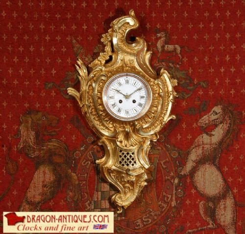 Large and Stunning Antique French Rococo Cartel Wall Clock.