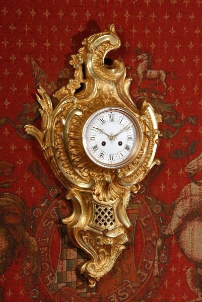 fig 1. Large and Stunning Antique French Rococo Cartel Wall Clock.