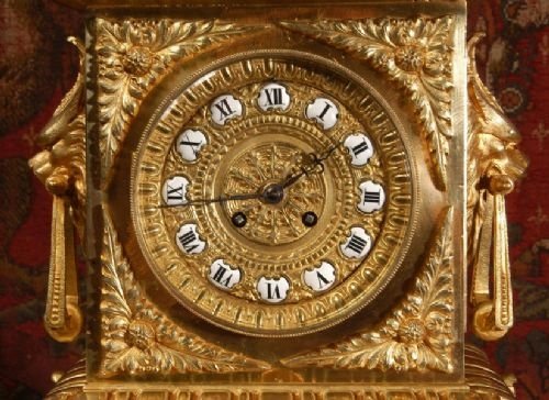 fig 2. Huge and Stunning Gilt Brass Classical Clock Set, French - Circa 1870.