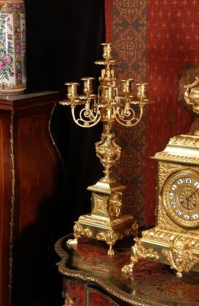 fig 3. Huge and Stunning Gilt Brass Classical Clock Set, French - Circa 1870.