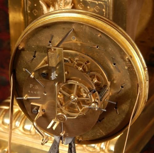 fig 4. Huge and Stunning Gilt Brass Classical Clock Set, French - Circa 1870.