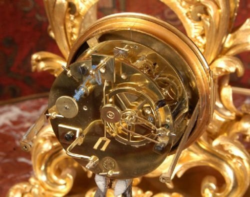 fig 4. Large Early Ormolu Antique French Rococo Clock
Silk Suspension movement by Honoré Pons.