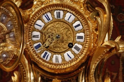 fig 3. Large Early Ormolu Antique French Rococo Clock
Silk Suspension movement by Honoré Pons.