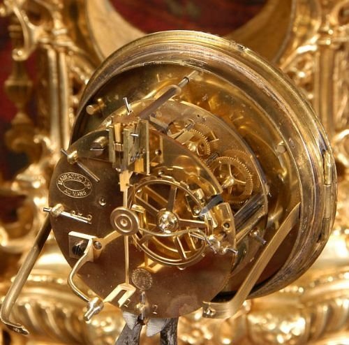 fig 4. Large Antique French Gothic Candelabra Clock Set by Samuel Marti