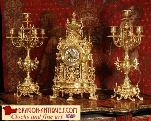 Louis Xvi Classical Brass Clock Set