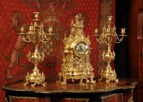 fig 1. Louis XVI Classical Brass Clock Set 