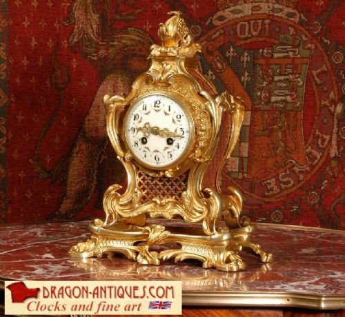 Antique French Rococo Ormolu Table Clock C1875