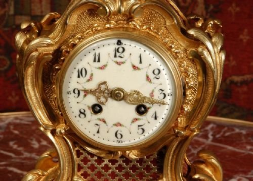 fig 3. Antique French Rococo Ormolu Table Clock C1875