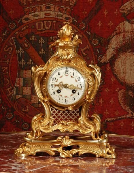 fig 1. Antique French Rococo Ormolu Table Clock C1875