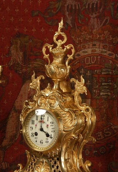 fig 2. Large Antique French Rococo Clock Set