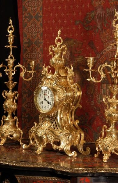 fig 4. Large Antique French Rococo Clock Set