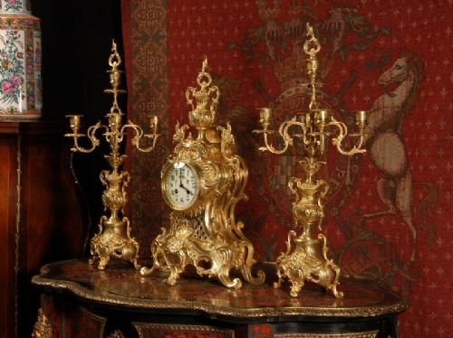 fig 1. Large Antique French Rococo Clock Set