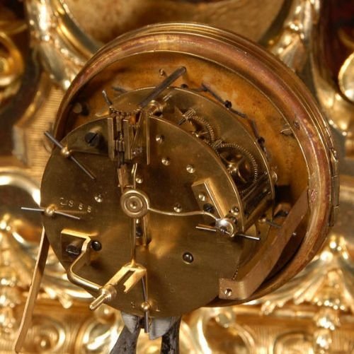 fig 4. Huge Gilt Bronze Clock Set, Antique French, Goddess Nike