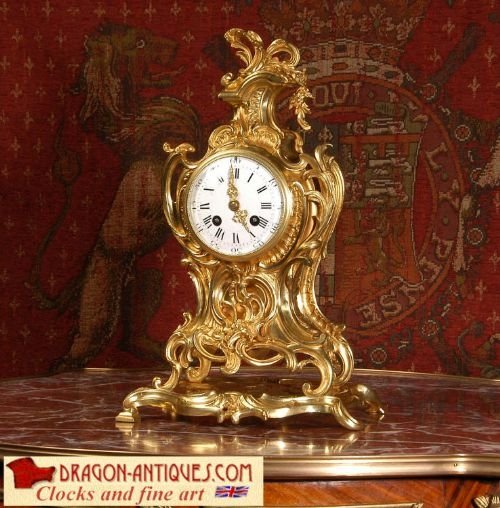 Antique French Rococo Boudoir Table Clock