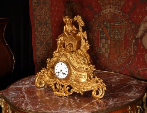 fig 1. Early Ormolu Antique French Clock
Hound and Master