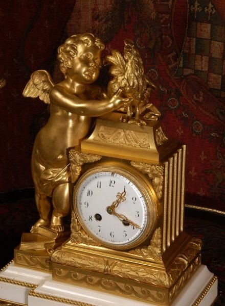 fig 1. Fine Ormolu and White Marble Clock Set
by Vincenti
