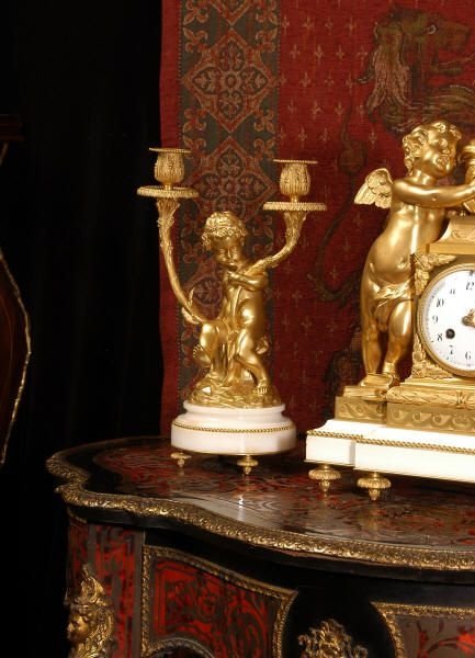 fig 2. Fine Ormolu and White Marble Clock Set
by Vincenti