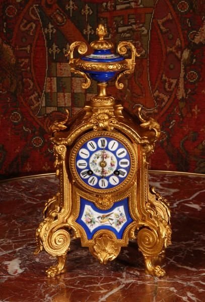 fig 1. Sevres Porcelain and Gilt Boudoir antique Clock
by Japy Freres