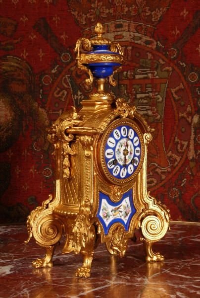 fig 2. Sevres Porcelain and Gilt Boudoir antique Clock
by Japy Freres