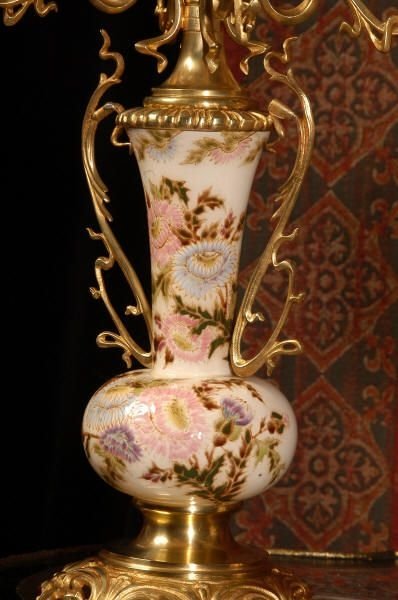fig 1. Antique French Faïence and Gilt Brass Clock Set