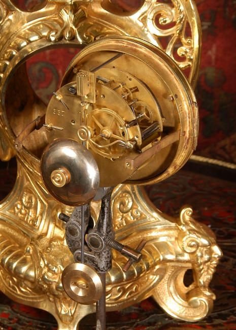 fig 4. Antique French Gilt Brass Baroque Clock Set