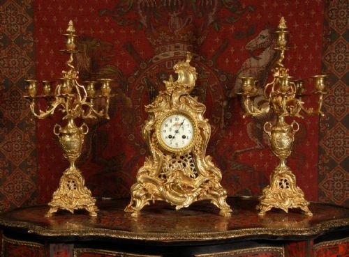 fig 1. Stunning Antique French Rococo Clock Set
by Fritz Marti