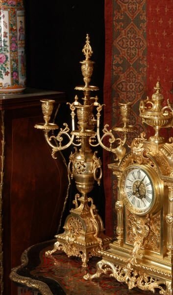fig 2. Large and Stunning Japy Freres Brass Clock Set