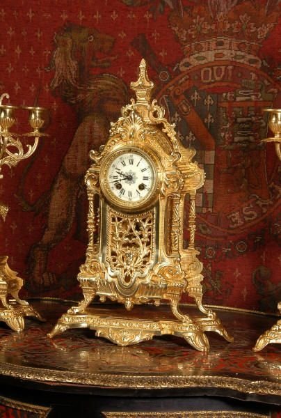 fig 1. Louis XVI Gilt Brass Clock Set
by Vincenti 