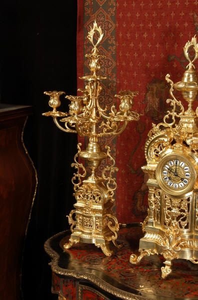 fig 2. Huge Antique French Gilt Brass Clock Set