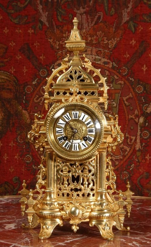 fig 1. Antique French Gilt Brass Gothic Clock
by Samuel Marti
