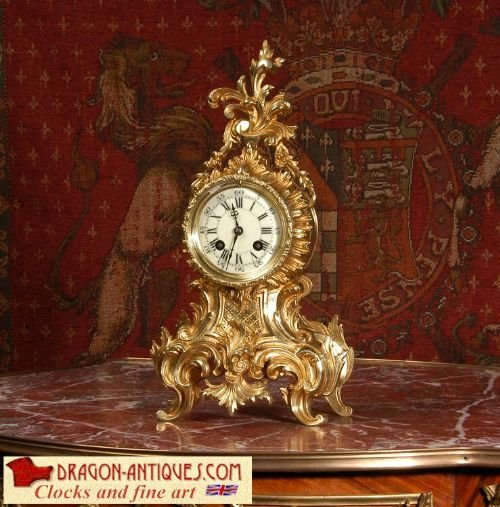 Antique French Rococo Boudoir Clock