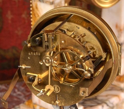 fig 4. Large Marble and Ormolu Portico Clock Set
by Japy Freres