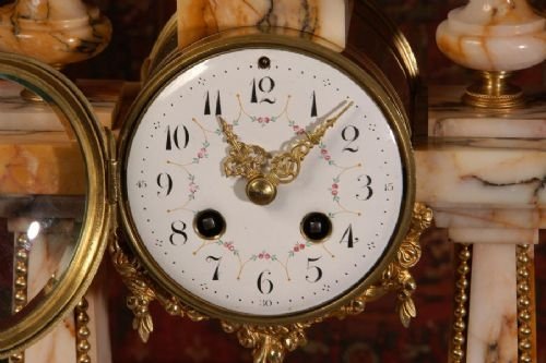 fig 2. Large Marble and Ormolu Portico Clock Set
by Japy Freres