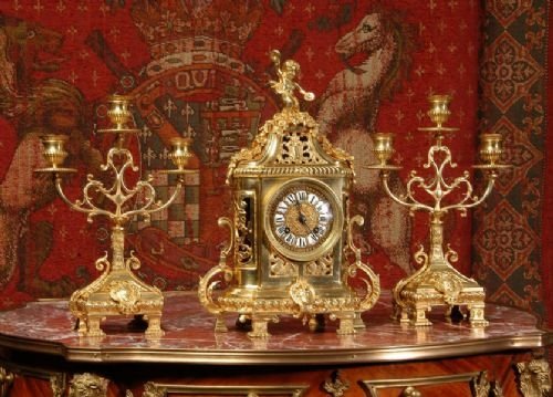 fig 3. Antique French Boudoir Clock Set