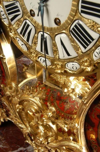 fig 1. Very Large Antique French Rococo Boulle & Ormolu Bracket Clock complete with original bracket.
